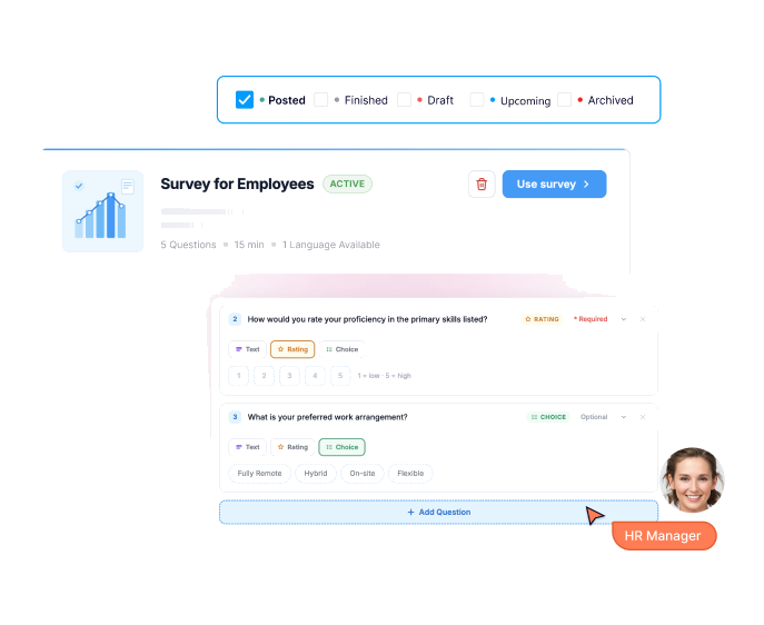Create assessments for every stage of recruitment.