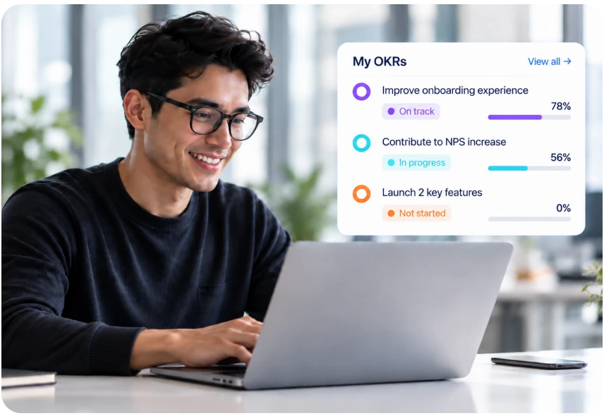 An employee reviewing their objectives